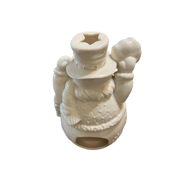 Living Home Christmas Snowman Porcelain Tea Light Holder 6" Tall Original Box - Picture 4 of 5